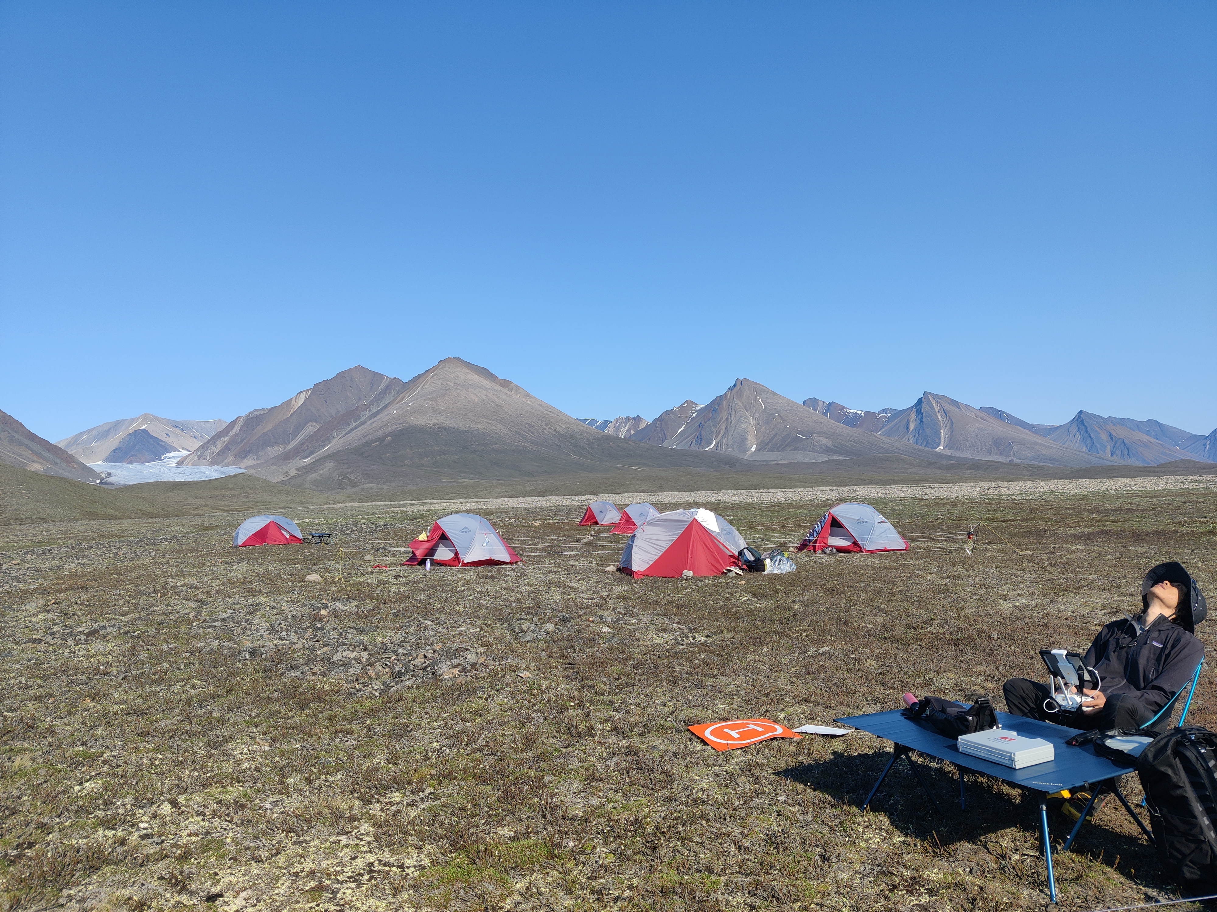 View of our field camp on the foreland of Arklio Glacier, Ellesmere Island, in the Canadian High Arctic · July 2022